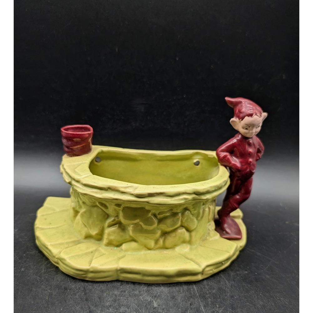 Vintage‎ Gilner Pottery California Pixie Elf Wishing Well Ceramic Wall Planter